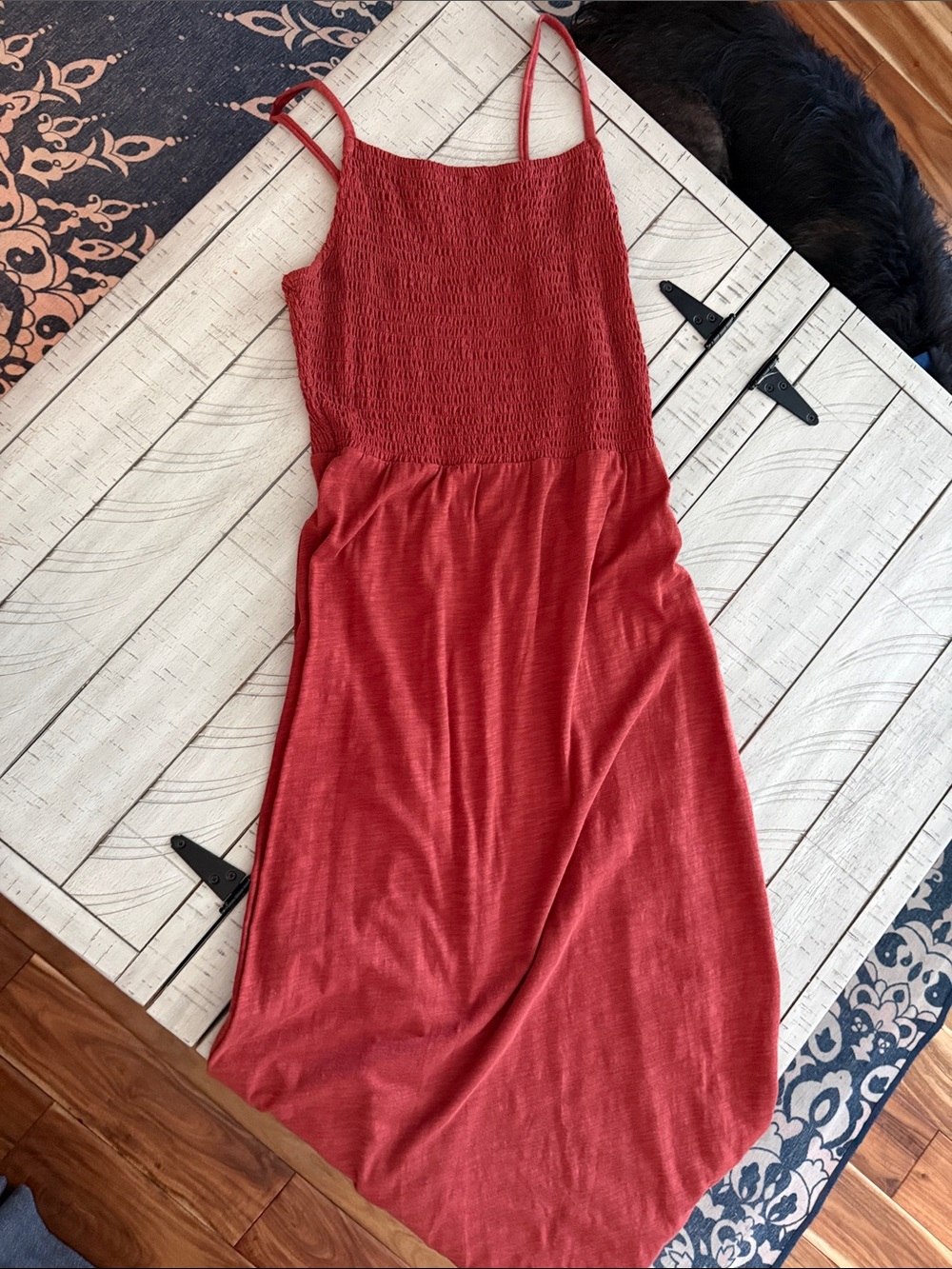 Old Navy Rust Red Smocked Bodice Maxi Dress
